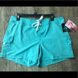 NWT Kanu Surf Size LG Turquoise Swim Shorts